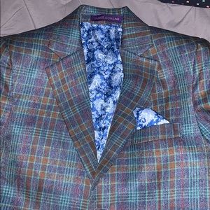 Brown/Green/Blue Block Boys Suit Jacket